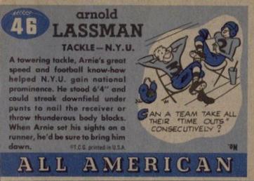 1955 Topps All-American #46 Arnie Lassman Back