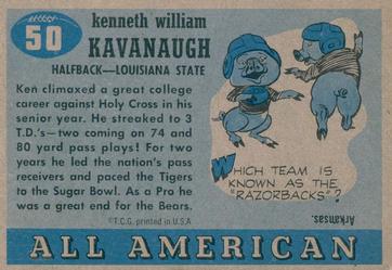 1955 Topps All-American #50 Ken Kavanaugh Back