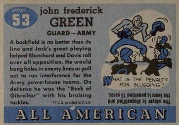 1955 Topps All-American #53 Jack Green Back
