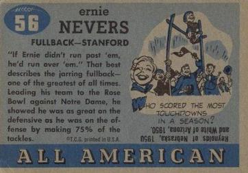 1955 Topps All-American #56 Ernie Nevers Back