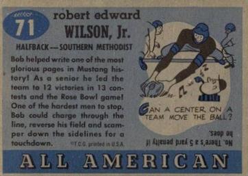1955 Topps All-American #71 Bob Wilson Back