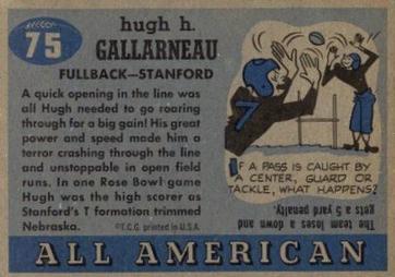 1955 Topps All-American #75 Hugh Gallarneau Back