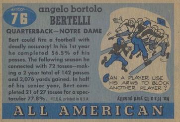 1955 Topps All-American #76 Angelo Bertelli Back