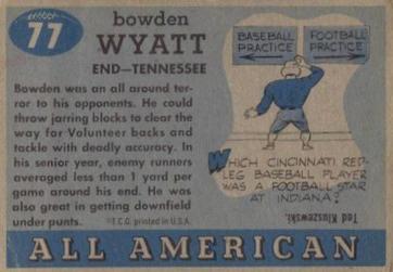 1955 Topps All-American #77 Bowden Wyatt Back