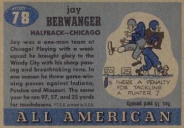 1955 Topps All-American #78 Jay Berwanger Back
