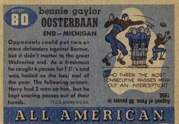 1955 Topps All-American #80 Bennie Oosterbaan Back