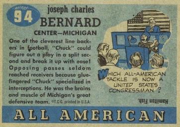 1955 Topps All-American #94 Chuck Bernard Back
