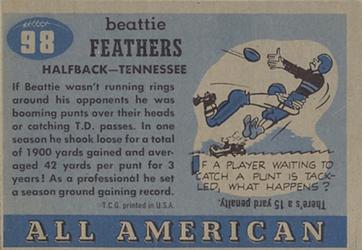 1955 Topps All-American #98 Beattie Feathers Back