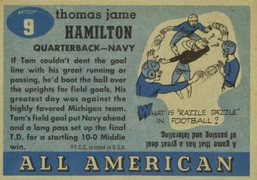 1955 Topps All-American #9 Tom Hamilton Back
