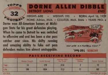 1956 Topps #32 Dorne Dibble Back