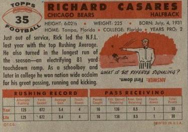 1956 Topps #35 Rick Casares Back
