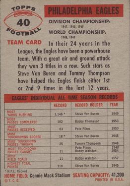 1956 Topps #40 Philadelphia Eagles Back