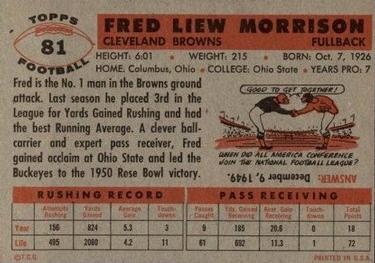 1956 Topps #81 Fred Morrison Back