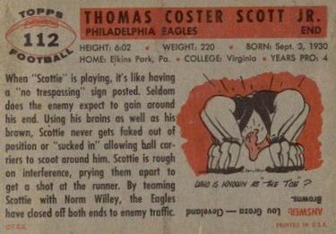 1956 Topps #112 Tom Scott Back