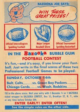 1956 Topps #NNO Contest Card 1 Front