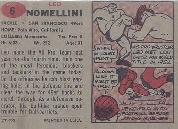 1957 Topps #6 Leo Nomellini Back