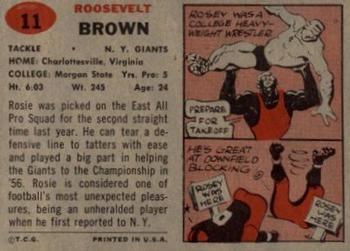 1957 Topps #11 Roosevelt Brown Back