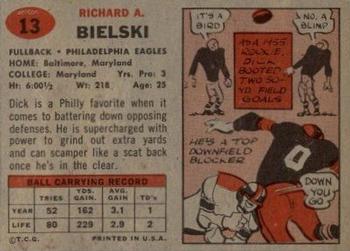 1957 Topps #13 Dick Bielski Back