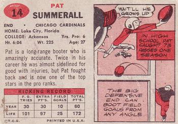 1957 Topps #14 Pat Summerall Back