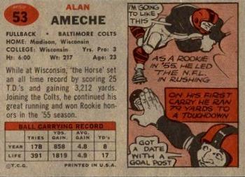 1957 Topps #53 Alan Ameche Back