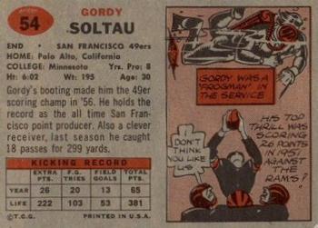 1957 Topps #54 Gordy Soltau Back
