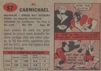 1957 Topps #57 Al Carmichael Back