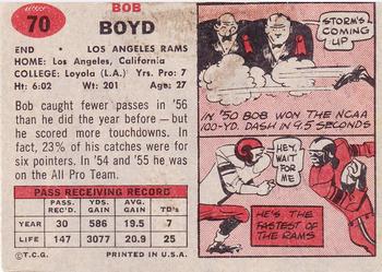 1957 Topps #70 Bob Boyd Back