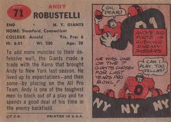 1957 Topps #71 Andy Robustelli Back