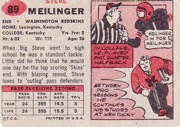 1957 Topps #89 Steve Meilinger Back