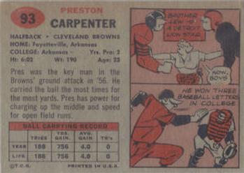 1957 Topps #93 Preston Carpenter Back