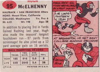 1957 Topps #95 Hugh McElhenny Back