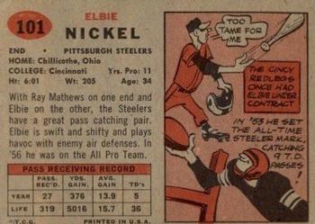 1957 Topps #101 Elbert Nickel Back