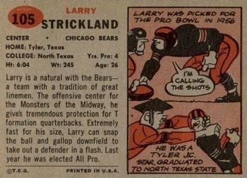 1957 Topps #105 Larry Strickland Back