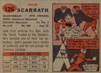 1957 Topps #126 Jack Scarbath Back