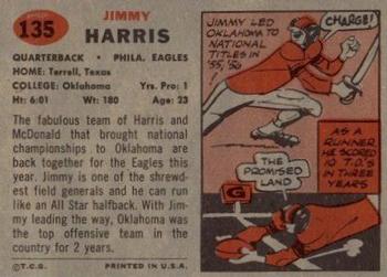 1957 Topps #135 Jimmy Harris Back