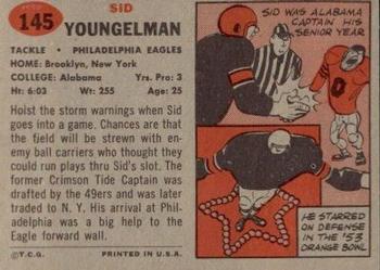 1957 Topps #145 Sid Youngelman Back
