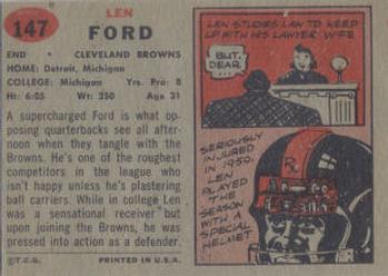1957 Topps #147 Len Ford Back
