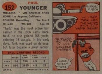 1957 Topps #152 Paul Younger Back