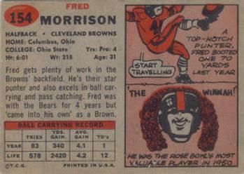 1957 Topps #154 Fred Morrison Back