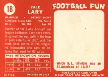 1958 Topps #18 Yale Lary Back