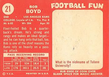 1958 Topps #21 Bob Boyd Back