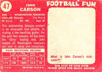 1958 Topps #47 John Carson Back