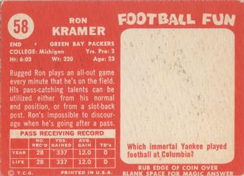 1958 Topps #58 Ron Kramer Back