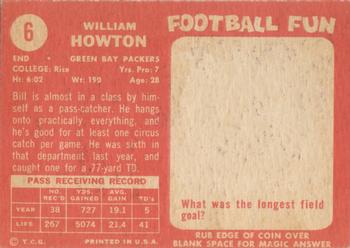 1958 Topps #6 Billy Howton Back