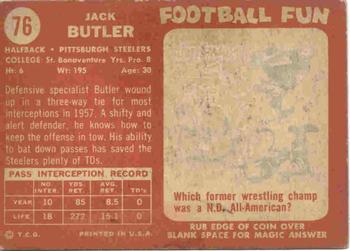 1958 Topps #76 Jack Butler Back