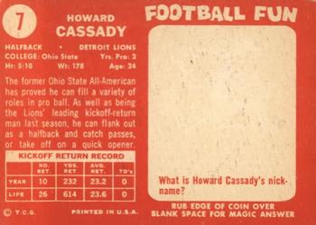 1958 Topps #7 Howard Cassady Back