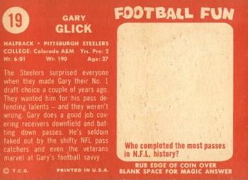 1958 Topps #19 Gary Glick Back