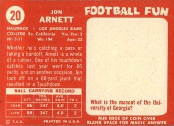 1958 Topps #20 Jon Arnett Back