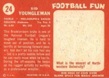 1958 Topps #24 Sid Youngelman Back