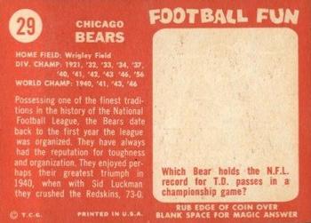 1958 Topps #29 Chicago Bears Back